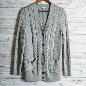 GAP CABLE KNIT BUTTON CARDIGAN